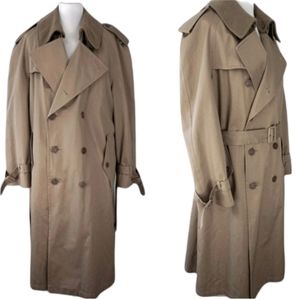 London Fog classic double breasted warm zip lining khaki trench coat 46L
